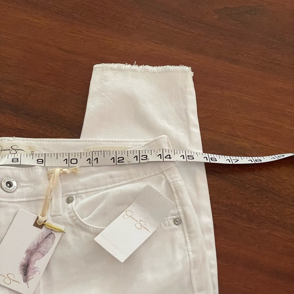 Jessica Simpson Adored High Rise Ankle White Jean Size‎ 4 raw frayed hems cotton - Picture 8 of 16